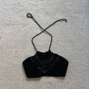 Black Crochet Halter Top